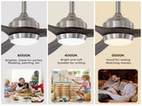 62" 3PCS Solid Wood Blades Ceiling Fan with Lights Remote Control,Quiet DC Motor 3 Blade Ceiling W3596P460844