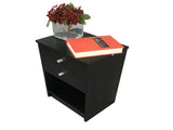 40 x 30 x 60cm Round Handle Night Stand with Two Drawer Black 60016126