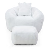 Giant Bean Bag Chair withFootstool, Oversized Bean Bag for Adults and Kids, Faux Fur Shell-Shaped 57728667