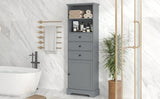 ZNTS Gray Tall Storage Cabinet with 3 Drawers and Adjustable Shelves for Bathroom, Study, Office and WF323347AAE