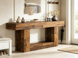 63" Farmhouse Wooden Console Table, 2-Tier Sofa Table for Entryway 53930617