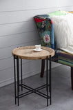 21.5" x 24" Round Side Table With Wood Top, End Table for Living Room Bedroom W2078P144748