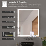 30x36 inch LED Bathroom Vanity Mirror Wall Mounted Adjustable White/Warm/Natural Lights Anti-Fog W708P176757