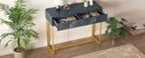 TREXM Modern Sleek Console Table Two Drawers with Stripe Design for Living Room and Entryway N715P201976E