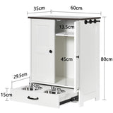 Dog Feeding Station, Dog Food Storage Cabinet with Hidden Dog Bowls, Adjustable Panel, Hooks, for W1687P205402