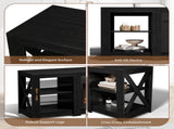 58 Inch Black Double-Sided Cross Fireplace Cabinet with 18 Inch Fireplace Core, 149 * 40 * 60cm 93479930
