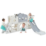 ZNTS 7 in 1 Toddler Slide Set, Freestanding Spaceship Set with Slide, Kids Slide Playset Structure, Arch N710P173045E