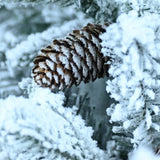 Artificial 6.5ft decorated flocking basin tree with 1386 PE/PVC Mixed Branch Tips, Pine cone *31, 36503737