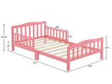 Single-layer vertical panel bed with side rails, pink, 135*75*62.5cm, pine wood, children's bed 86927630