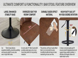 Modern rotating adjustable bar chair, suede with backrest swivel chair, suitable for kitchen bar and W2920P419851