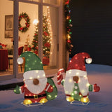 Set of 2 Lighted Gnome and Candy Cane Christmas Decorations, Pre-lit 2D Holiday Decor with 80 Warm 13136794