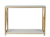 2-Tier Console Table, Gold Sofa Entry Table with White Top and Gold Metal Frame 58656376
