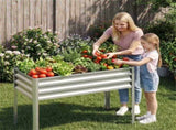 44" Elevated Raised Garden Bed with Drainage Holes, 32" Ergonomic Height Metal Planter - Silver 72247429