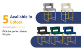 Modern grey velvet bar chair set - stable comfortable. Golden metal legs. Smooth design lines W1512P612601