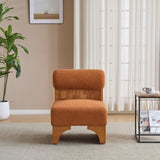 Modern Boucle Lounge Chair with Solid Wood Frame and Rolled Backrest, Soft and Durable Boucle N767P256409D