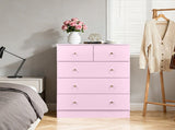 25.98"*15.75"*35.83" 4-Tier 5-Drawer Cabinet Drawer Dresser with Gold Handles Macaron Pink 63674916