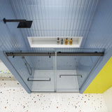 Bypass shower door, sliding door, with 5/16" tempered glass and Matted black finish 4874 W2122P225211