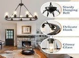 34.25'' Modern 9-Light Black Wagon Wheel Chandelier With Light For Living Dining W5008P468519