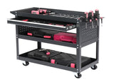 3-Tier Rolling Tool Cart, Metal Heavy Duty Utility Cart on Wheels with Pegboard & Drawer & 4 Hooks, 63239544