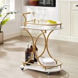 ZNTS 2-Tier Bar Cart, Mobile Bar Serving Cart, Industrial Style Cart for Kitchen, Beverage Cart with W2167130779