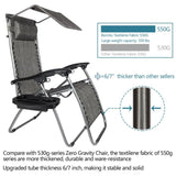 ZNTS Infinity Zero Gravity Chair with Awning Outdoor Lounge Patio Chairs with Pillow and Utility Tray 10697980