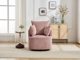 Pink Swivel Accent Chair,Round Swivel Barrel Chair,Armchair Upholstered Living Room Chair Corduroy W2120P293678