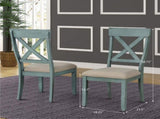 Prato Wood Cross Back Upholstered Dining Chairs, Set Of 2, Antique Blue T2574P164552