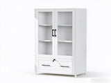 White MDF, melamine faced, wide style, large single drawer with glass display door, 82106674