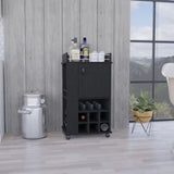 Fargo Bar Cart with Cabinet, 6 Built-in Wine Rack and Casters B070P188867
