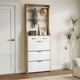 NEW OAK color shoe cabinet with 3 doors 2 drawers with hanger,large space for storage W1320137991
