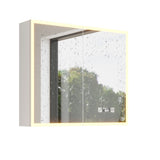 White Particleboard LED Mirror Cabinet , Acrylic Frame, Double Doors, 7 Shelves, with 47514646