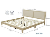 Solid Wood Platform King Bed With Rattan N758P197688N
