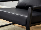 Set of 1 Classic Black PU Leather and Metal Frame Sofa -Ergonomically designed, a perfect blend of W3875P378628