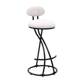 Round Print Bar Stools Set of 2 Black Metal Upholstered Chairs for Kitchen Island & Dining Rooms W1757P268901