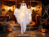 5FT Hanging Swing Ghost Halloween Decor, Warm White LED Lights 16.4FT Remote Control, Adjustable 72349301