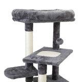 ZNTS Double Level Cat Tree Stand House Furniture Kittens Activity Tower Posts Kitty Pet Play House - dark W2181P190598