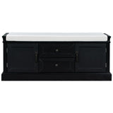 ZNTS TREXM Storage Bench with 2 Drawers and 2 Cabinets, Shoe Bench with Removable Cushion for Living WF288172AAB