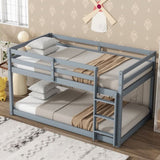 ZNTS Solid Wooden, Solid Rubber Wooden Twin over Twin Loft Bed with Ladder, with Bed Platform of W504P191663