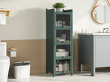 Modern Four-tier Glass Door Cabinet with Featuring Five-tier Storage, for Entryway Living Room W757P241563