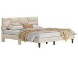 Queen Size Bed Frame with Storage Headboard, Platform Bed No Noise, Mattress Foundation Strong W2896P208878