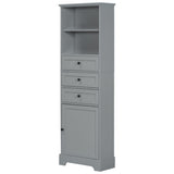 ZNTS Gray Tall Storage Cabinet with 3 Drawers and Adjustable Shelves for Bathroom, Study, Office and 62014329