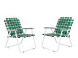 2pcs Steel Tube PP Webbing Bearing 120kg Folding Beach Chair Dark Green Strip 38834103