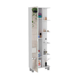 Urano Mirror Linen Cabinet, Four Interior Shelves, Five External Shelves -White B20091993
