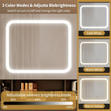 Large Vanity Table Set with LED Lighted Mirror and 2 DIY Pegboards, 5 Hooks, Vanity Desk with 06257770