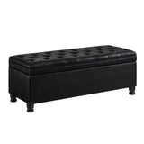 Upholstered tufted button storage bench ,Faux leather entry bench with spindle wooden legs, Bed W2186P151305