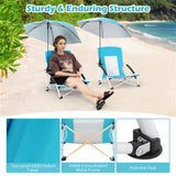 2 Pack Blue Umbrella Chair for Adults with Adjustable ParasolPortable Backpack Beach Chair 77774578