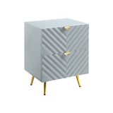 2 Drawers MDF Nightstand in Gray High Gloss Finish B016P257195