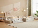 White Full-Size Wooden Toddler Crib Bed with Door & Floorboard Convertible Kids Safety Bed 91517336