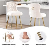 Bar Stools Set of 2, Velvet Counter Height Bar Stools with Metal Legs, Button Tufted and Nailheads T3623P363044