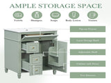 24" Green Bathroom Vanity with Sink, MDF & Rubberwood Construction, 2 Drawers & Cabinet with N725P527499G
